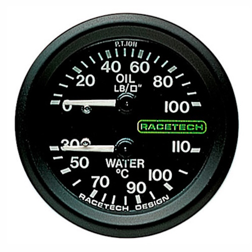 Racetech Dual Oil Pressure and Water Temperature Gauge